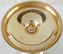 Solid silver gilt antique French Romanesque Chalice.